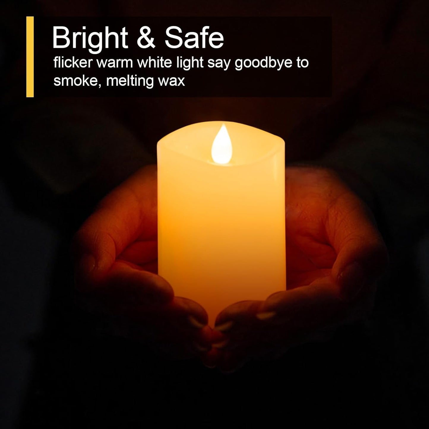 3x3 Flameless Candles with Remote Set of 2, 3 inch Battery Candles Flickering with Timer, LED Pillar Candle for Indoor/Outdoor, White