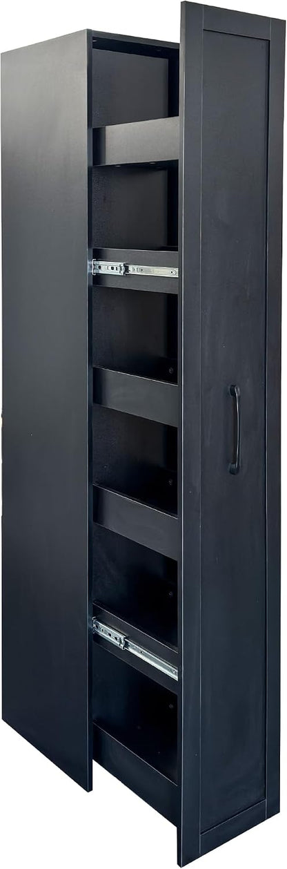 70" Slim Storage Cart, 6-Tier Narrow Pantry Cabinet with Handle & Wheels, Slim Rolling Cart for Kitchen, Spice Rack Next to Fridge – Side of Fridge Storage, Pull-Out Shelf for Small Spaces (Black)