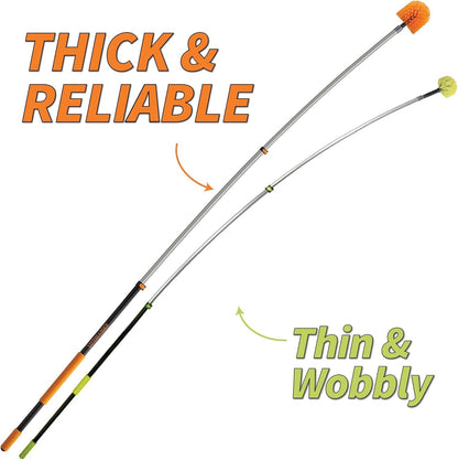 5-24 ft Long Telescoping Extension Pole // Multi-Purpose Extendable Pole with Universal Twist-on Metal Tip // Lightweight and Sturdy // Best Telescopic Pole for Painting, Dusting and Window Cleaning