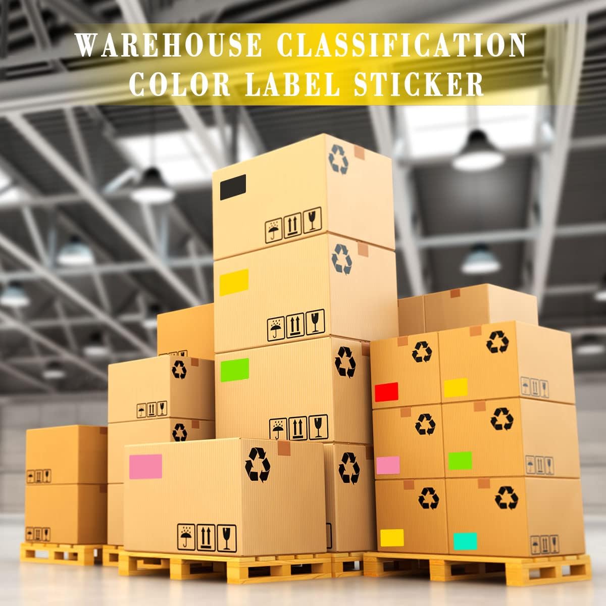 PARLAIM 3 x 5 inch Rectangle Sticker Labels, 250PCS Adhesive Color Coding Stickers for Moving Box Inventory Label, Fluorescent Green