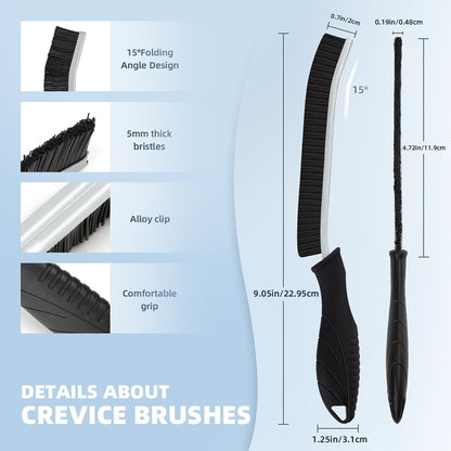 TQRR 3Pcs Hard Bristle Crevice Cleaning Brush, Scrub Brush, Kitchen Sink Cleaning Brush, Grout Brush, Corner Brush Cleaning Tools for Toilet, Bathroom, Gap, Home, Household, Window (3, Black)