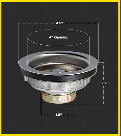 Everflow 7516 Kitchen Sink (3-1/2 Inch) Stainless Steel Drain Assembly With Strainer Basket-and Water Stopper, Single