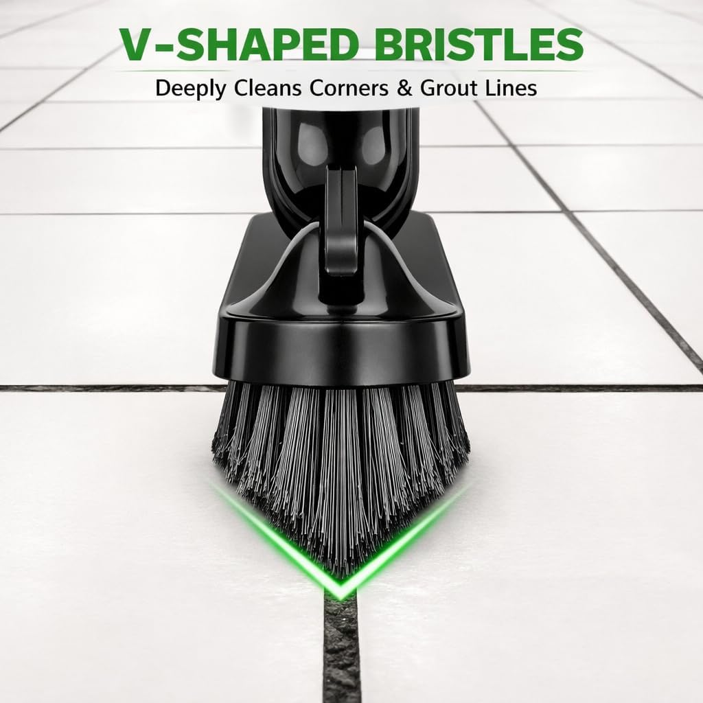 LIBMAN Swivel Grout Brush Replacement Heads - Heavy Duty Grout Scrub Brush - Shower Tile Scrubber with V-Shaped Stiff Bristles for Crevice Cleaning, Corners, Baseboards