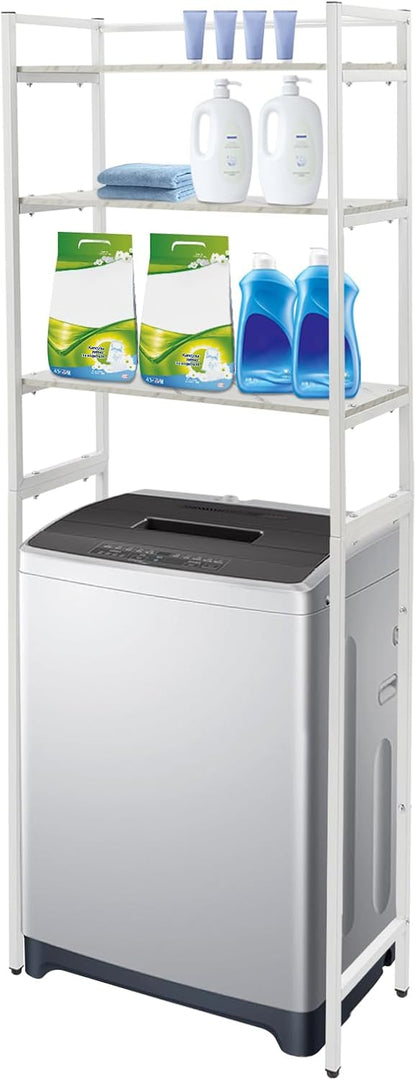 Bathroom Storage Shelf, Over the Washer and Dryer Storage Shelf, 3-tier Bathroom Rack for Washing Machine, Bathroom Storage and Organizer Rack for Hanging Towels and Drying Clothes (Black, Oak)