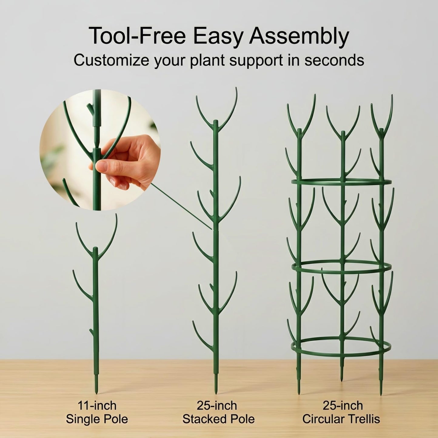 20-Pack Monstera Plant Support Stakes - Stackable Sticks | 25" Tall Trellis Garden Poles for Climbing Plants