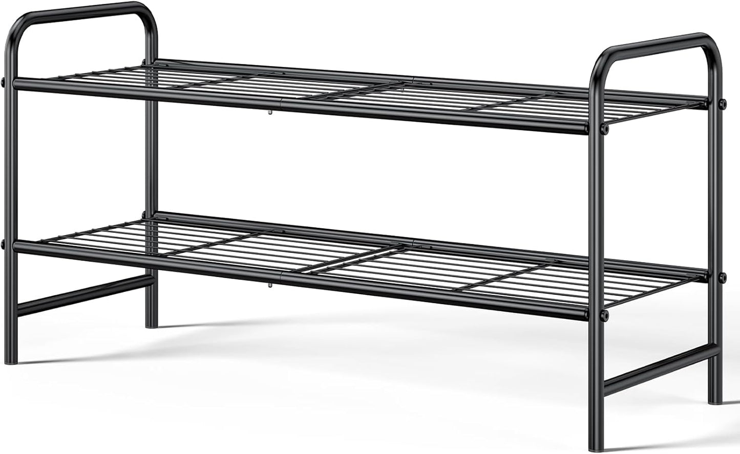 Kitsure Shoe Rack - Stainless Steel Shoe Organizer, Sturdy Shoe Rack for Closet and Front Door Entrance, Free Standing Shoe Shelf, Closet Organizers and Storage, 25.6" Wide - 3 Tier, Black