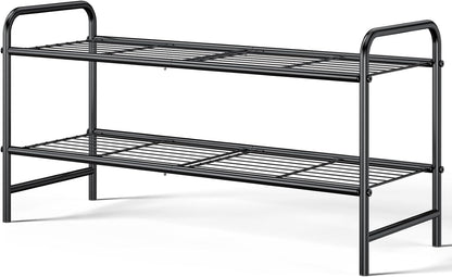 Kitsure Shoe Rack - Stainless Steel Shoe Organizer, Sturdy Shoe Rack for Closet and Front Door Entrance, Free Standing Shoe Shelf, Closet Organizers and Storage, 25.6" Wide - 3 Tier, Black