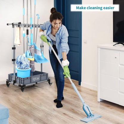 Broom And Mop Holder Put Wet Mops Movable Floor-Mounted Mop Rack Floor Standing Cleaning Tool Cart Storage For Garden Garage Schools, Hospitals, Factories, Hotels,Property Companies (12racks)