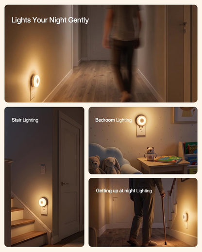 YELKO Motion Sensor Night Light - Plug in 3000K Warm White Anti-Glare LED Nightlight, Ultra Bright Cozy Soft Glow Not Dazzling for Hallway, Stairs, Garage, Bedroom, Bathroom, Garage, Kitchen, 2 Pack