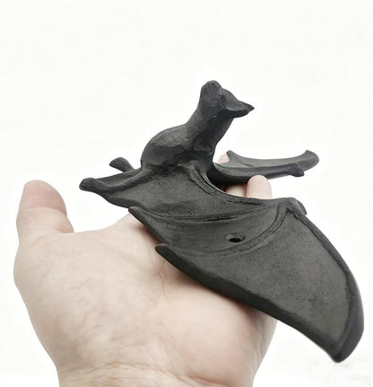 Coat Hooks Wall Mounted, Rustic Bat Key Hook Holder, Heavy Duty Decorative Black Wall Hooks for Mudroom, Towels, Hat Rack, Purse Hooks, Cast Iron Decorative ‎Antique Black Hooks