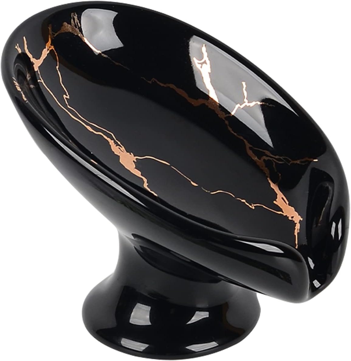 Small Soap Dish, Self Draining Bar Soap Holder for Bathroom Sink, Leaf Shaped Drainage Ceramic with Marble-Pattern Finish, Decorative Soap Dish, No Suction Cup, ANTIS'S HOME