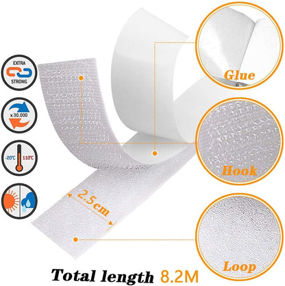 41Ft x 1 Inch Self Adhesive Strips, Heavy Duty Strong Back Sticky Fastening Tape,Nylon Fabric Fastener Mounting Tapes for Sewing, Crafting,DIY- Indoor or Outdoor Use (White)