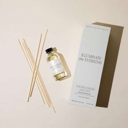 Sweet Water Decor Salt & Sea Reed Diffuser Set - Sea Salt Citrus & Musk Amber Scent Diffuser - Reed Diffusers for Home with Long Lasting Fragrance - Non-Toxic Oil Reed Diffuser - Made in the USA
