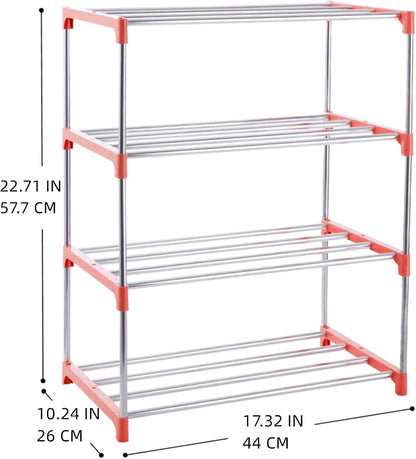 3-Tier Stackable Small Shoe Rack, Lightweight Shoe Shelf Storage Organizer for Entryway, Hallway and Closet(Black)