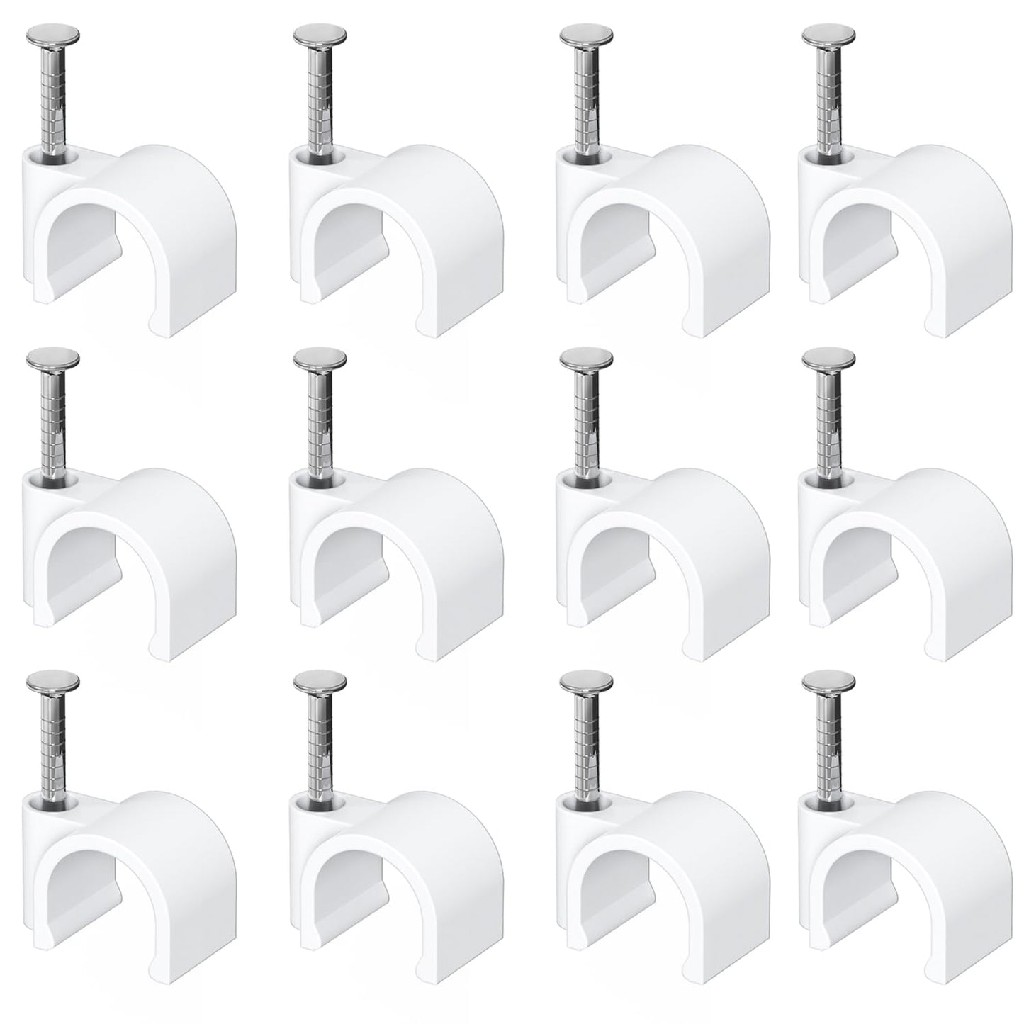 Jadaol Cable Clips 100Pcs 8mm Nail in Clips for Round Ethernet Cables Wall Clips Cable Tacks Electrical Wire TV Cable Speaker Wire Coax Clips Cable Nails for Cords Cat5/Cat5e/Cat6/Cat7 RJ45 Cord Clips