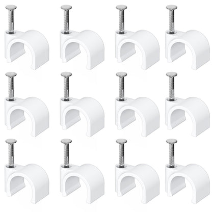 Jadaol Cable Clips 100Pcs 8mm Nail in Clips for Round Ethernet Cables Wall Clips Cable Tacks Electrical Wire TV Cable Speaker Wire Coax Clips Cable Nails for Cords Cat5/Cat5e/Cat6/Cat7 RJ45 Cord Clips