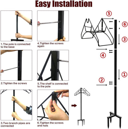 Artigarden Freestanding Garden Hose Holder Hanger, Outdoor Heavy Duty Metal Water Hose Storage Holders Stand Organizer Rack Detachable Stake, Holds 150 Ft of Hoses for Outside Lawn Yard, Black
