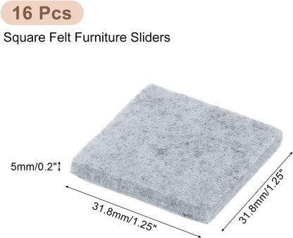 uxcell Furniture Pads, 16Pcs 2.5" - Square Self Adhesive Felt Furniture Pads, Floor Protectors for Furniture Feet Chairs Legs Hardwood Floors (Brown)