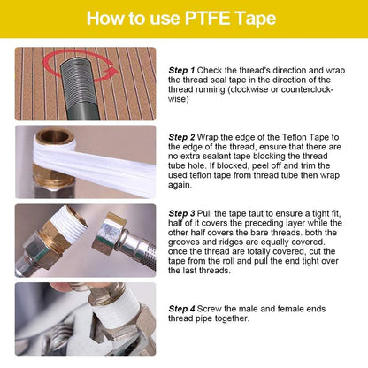 GCQ Teflon Thread Seal Tapes，PTFE Thread Seal Tape for Plumbers Sealant Tape for Leak Water Pipe Thread 3/4 inch x 790 inch (5 Pack/White)