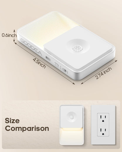 GOODEA Rechargeable Motion Sensor Night Lights for Stairs, Magnetic Stair Lights Indoor, Warm Dimmable Night Light for Hallway,Bathroom,Bedroom,Closet(4 Pack)