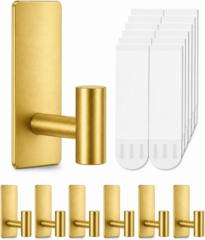 Removable Towel Hooks for Bathrooms, Heavy Duty Adhesive Hooks for Walls No Damage, Black Home Storage Hooks for Inside Shower, Sticky Hooks for Hanging Robe Coat Loofah Clothes Kitchen, 14Pcs Sus304