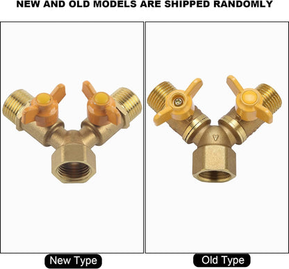 1/2 Inch Water Hose Splitter Washing Machine Splitter G1/2 Brass Garden Irrigation 2 Way Double Tap Hose Adapter Dual Faucet Connector