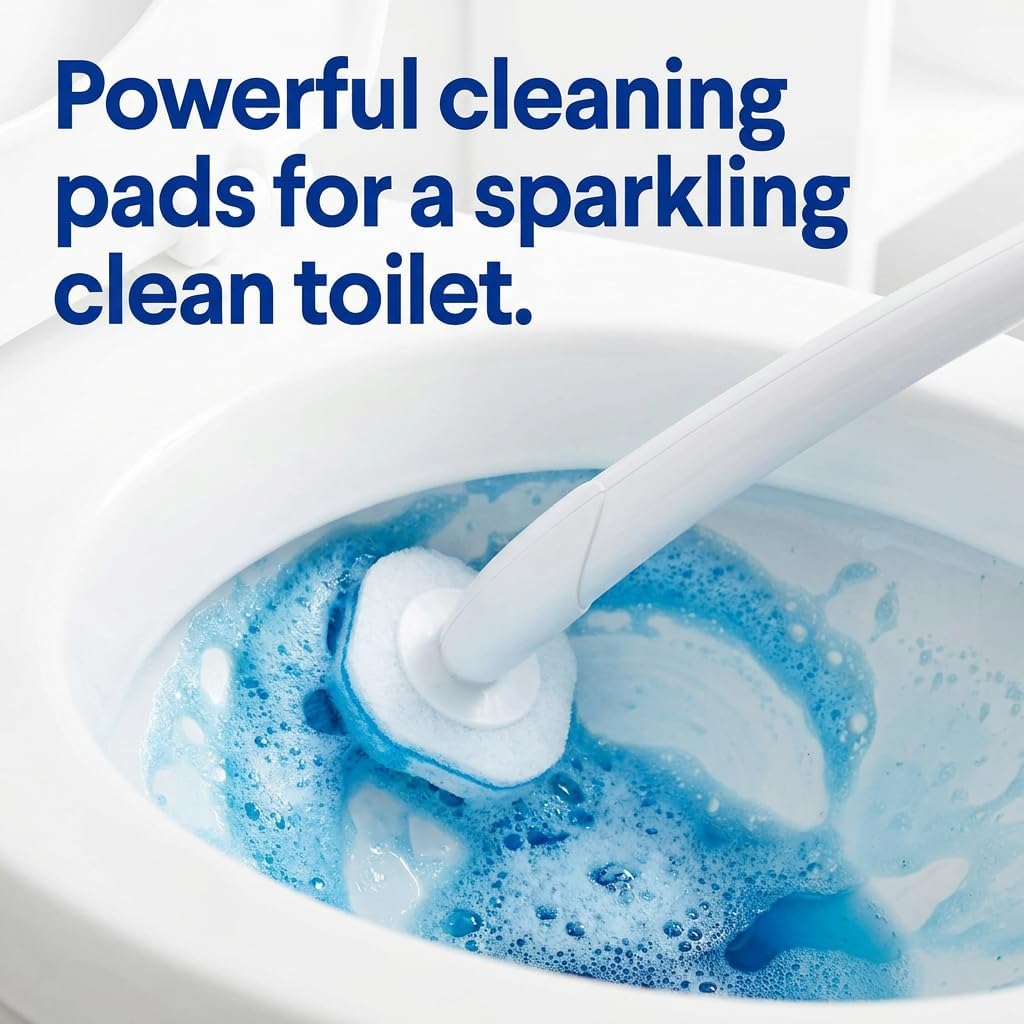 30 Count Disposable Toilet Refill Pads Compatible with Clorox and Oshang Toilet Brush, Bathroom Cleaning Heads