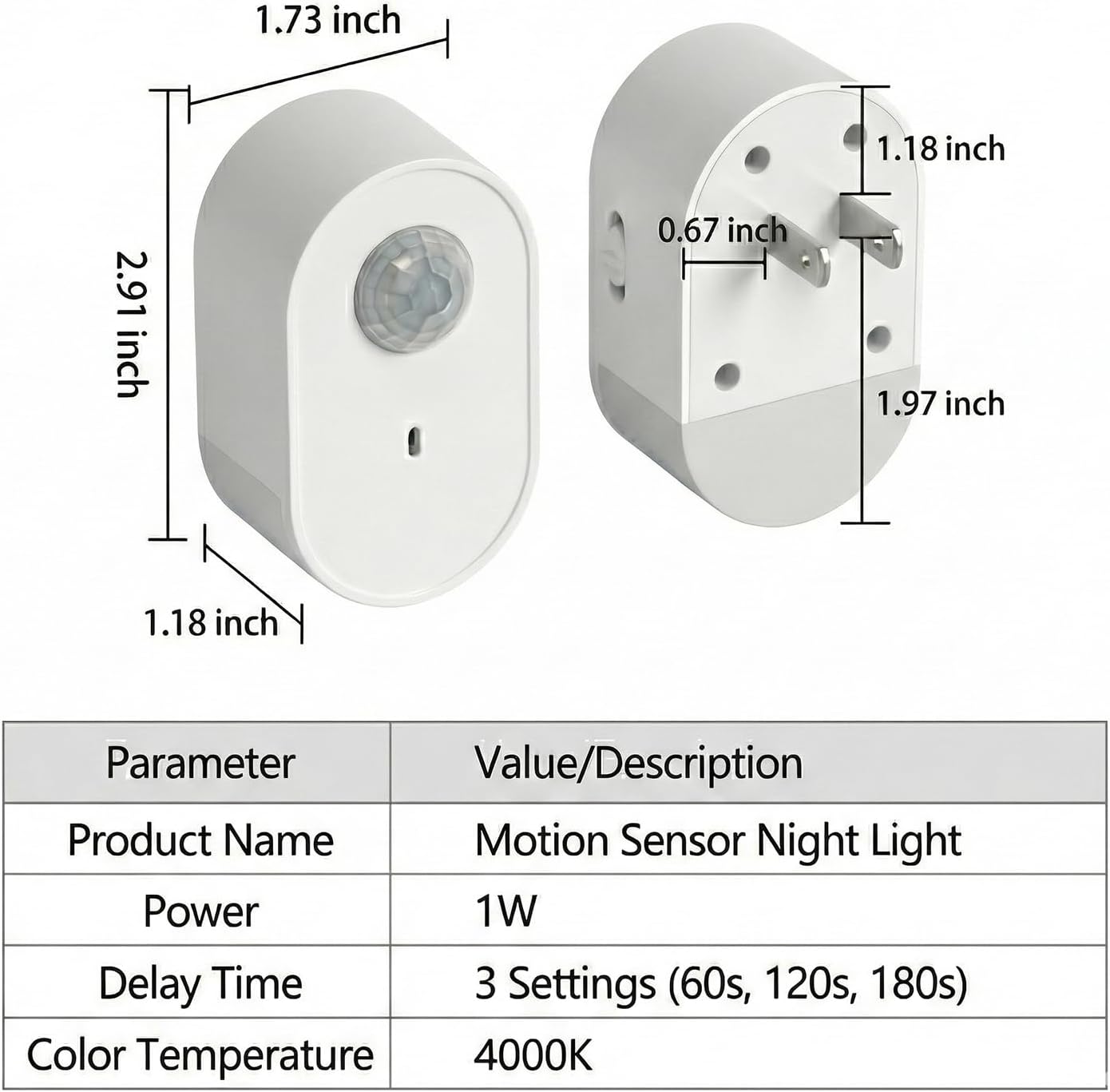 Plug in Motion Sensor Night Light, 4000K Natural White LED, Motion Activated Dusk to Dawn Sensor, 1W Eye-Protective Wall Lamp for Hallway, Stairs, Bathroom, Bedroom, Kitche
