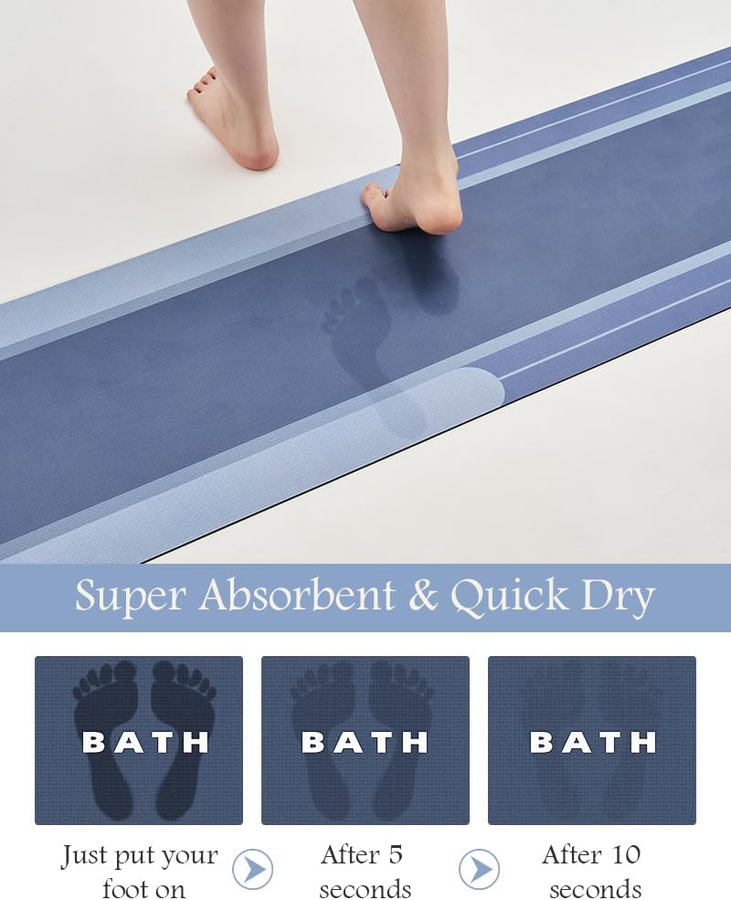 MontVoo-Bath Mat-Bathroom Mat Rug Non Slip Super Absorbent Stain Resistant Quick Dry Thin Bath Rug-Bath Mats for Bathroom Floor Bathtub Vanity-Bathmat Bath Rug Easy Care-17"x27" Grey
