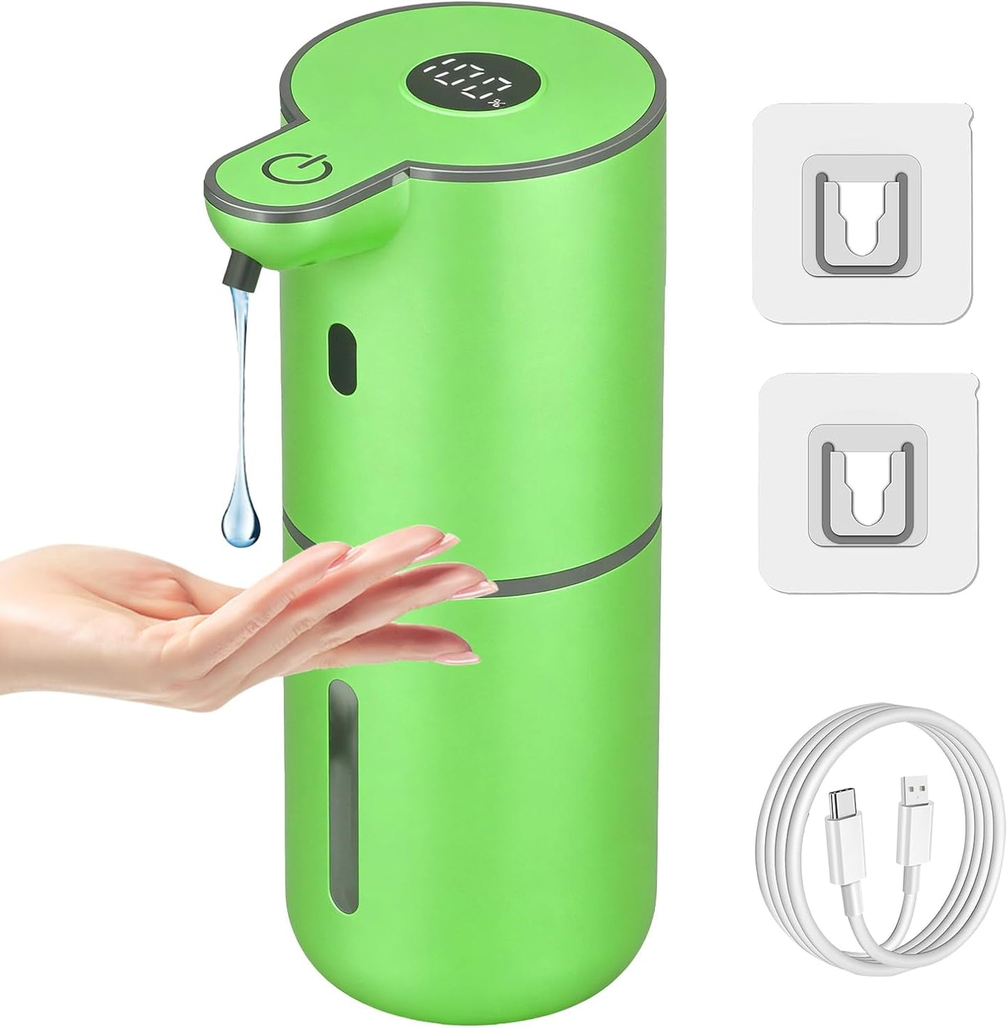 OHIFAST Automatic Foaming Soap Dispenser Touchless, USB Rechargeable Smart Hand Soap Dispenser, 6-Level Adjustable, 12.8oz/380mL Wall Mounted for Bathroom Kitchen Dish Soap-White