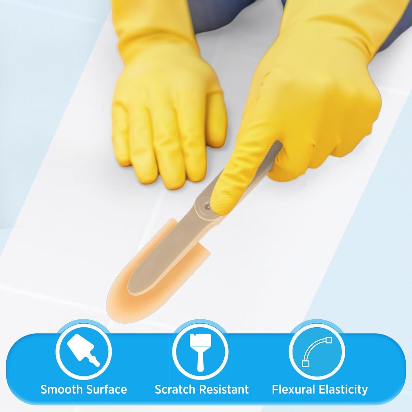 Gisafai 4 Size Set Rubber Caulking Tool Silicone Caulking Finishing Tool Tips Set Applicator with ABS Handle Grip for Brick Skirting Kitchen Bathroom