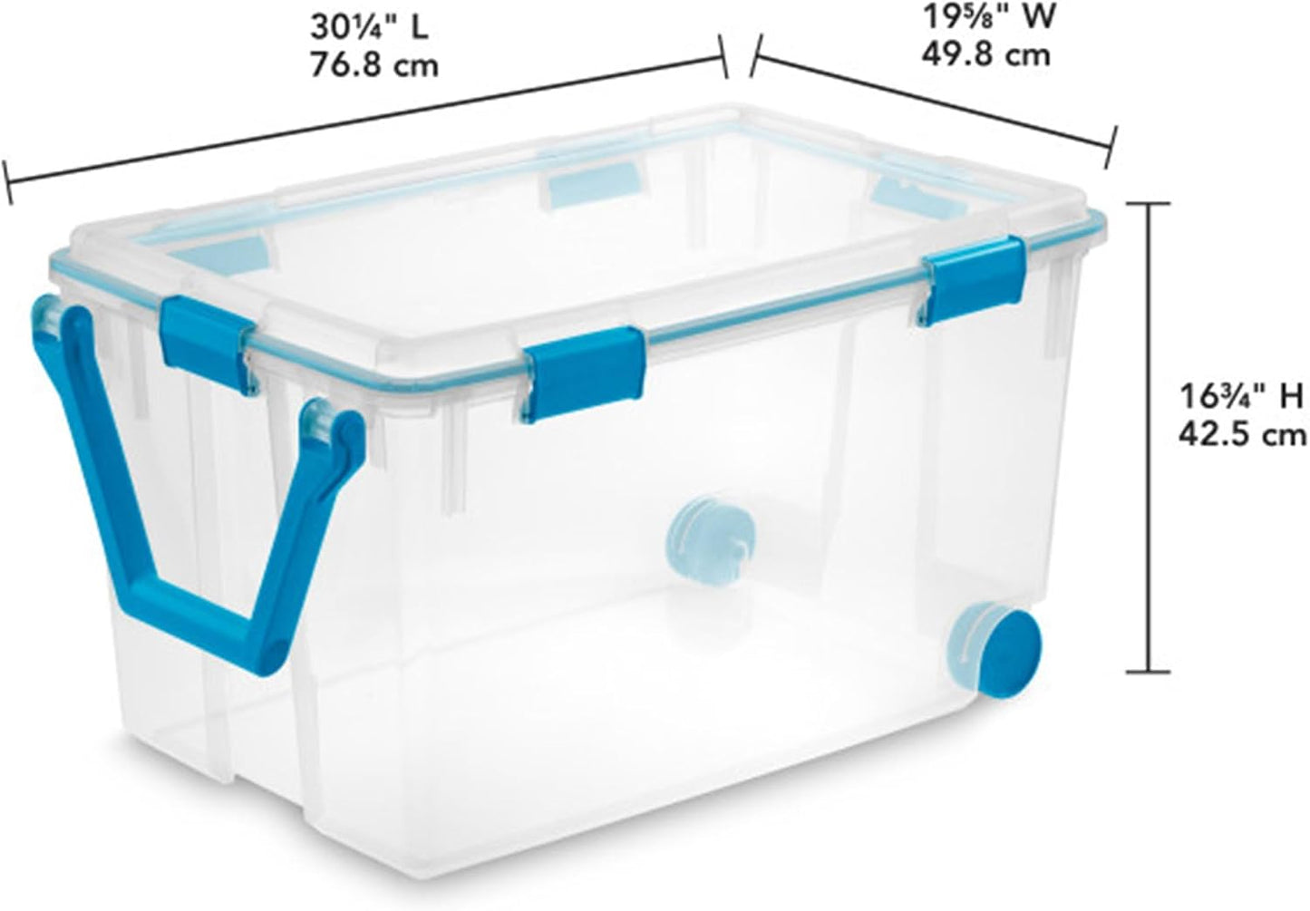 Sterilite 4-Pack Gasket Box, Home Storage Organizer Bins with Lids, 37 Quart – Stackable Clear Plastic Containers for Bedroom, Bathroom, Garage, Basement, or Attic