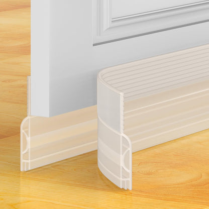Door Draft Stopper, Door Sweep for Bottom of Door, Weather Stripping Door Seal Gap Filler Bottom Blocker Soundproof Cold Air Insulation Save Energy Installs Quickly and Easily (White, 39‘’)