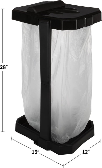 Wakeman Heavy Duty Black Trash Bag Portable Trash Bag Holder Stand with 7 Bags - Collapsible Trash Can Camping, RV, Kitchen, or Tailgate Party Garbage Bag Holder