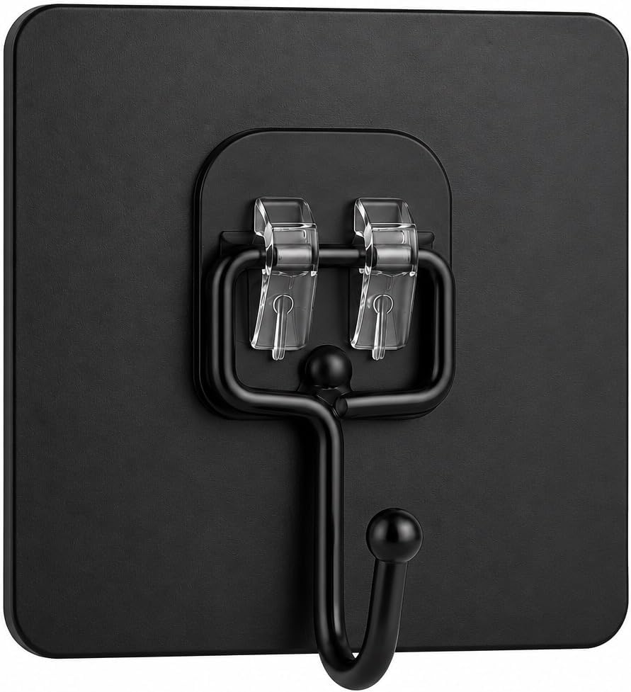 Luxe Hooks, Heavy Duty Wall Hooks, Waterproof Self Adhesive Hooks for Bathroom, Kitchen, Shower & Office, No Drill Wall Hooks for Towels, 10 Counts. (10, Transparent)