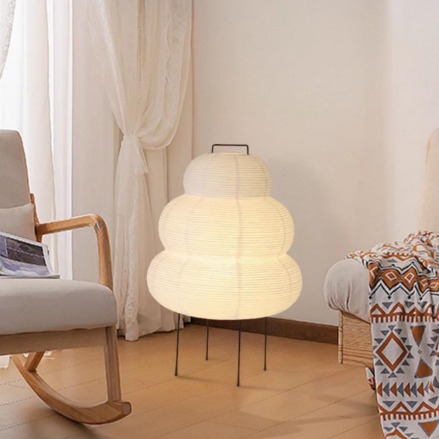 Noguchi Style Akari Floor Lamp, Rice Paper Lantern for Establishing A Warm and Cozy Ambiance in Any Room (Cloud), Japanses Floor Lamp
