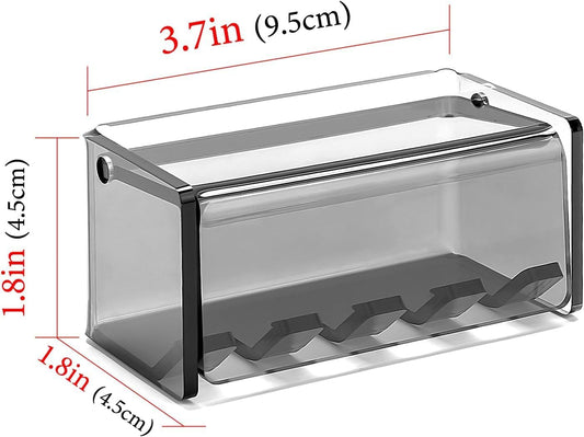 5 Slots Wall Mount Toothbrush Holder with Cover, Self Adhesive Toothbrush Storage Organizer for Shower, Toothbrush Hanger with Automatic Toothpaste Squeezer Dispenser