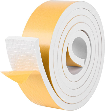 Self Adhesive Foam Tape Weatherstrip 1/2in x 1/4in x 42Ft High Density Foam Insulation Strips Foam Seal Weather Stripping with Strong Adhesive for Door and Window Sound Isolation Soundproofing, White