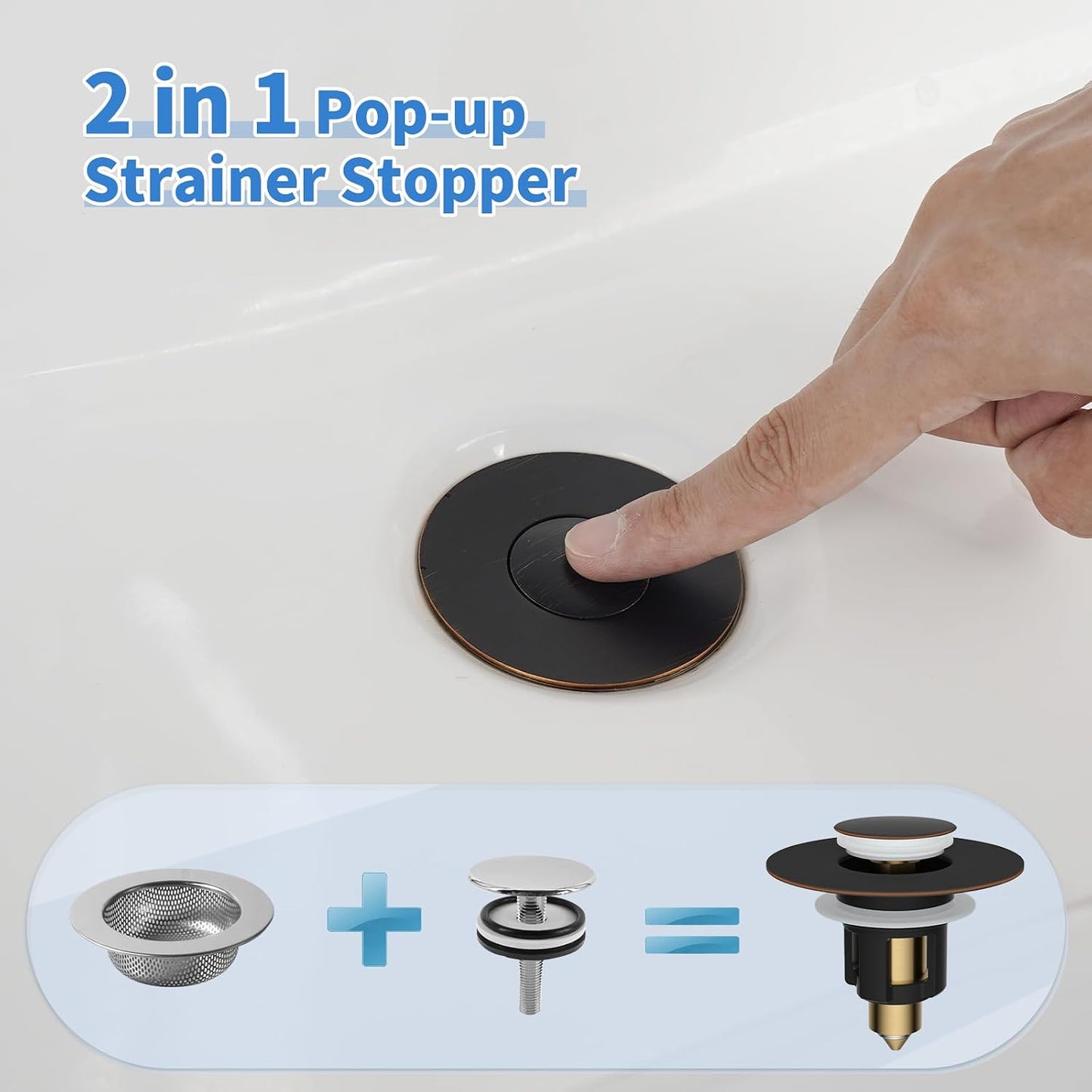 iFealClear Metal Universal Bathroom Sink Stopper, Upgraded Stainless Steel Sink Drain Strainer for 1.1''~2.36" Basin Pop Up Drain Strainer, Anti-Clogging Filter Basket, Brushed Nickel