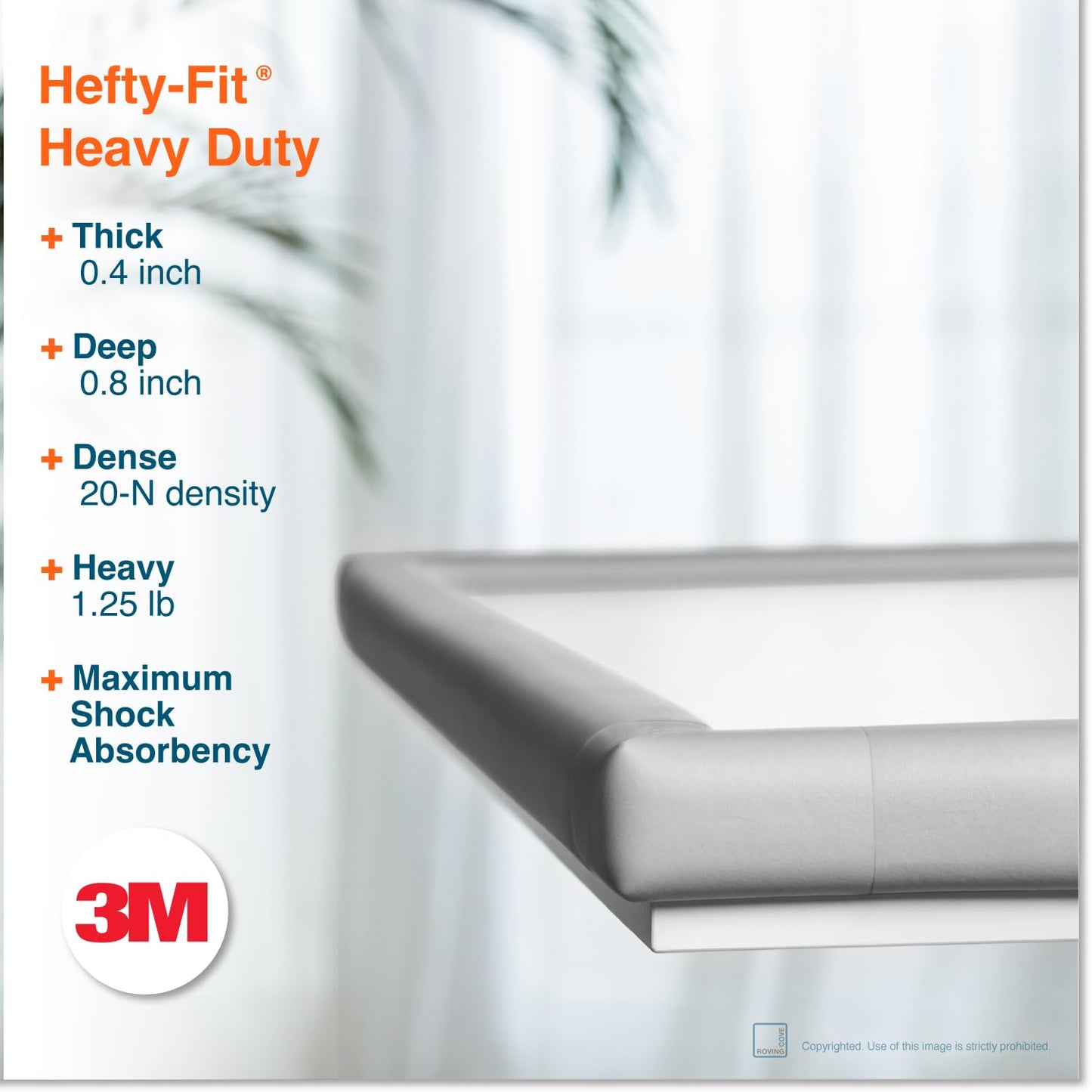 Roving Cove Slimfit Corner Edge Protector for Baby Proofing (Small 15ft Edge 4 Corners), Furniture Safety Bumper Guard, Soft NBR Rubber Foam, 3M Adhesive, Oyster White (Off White)
