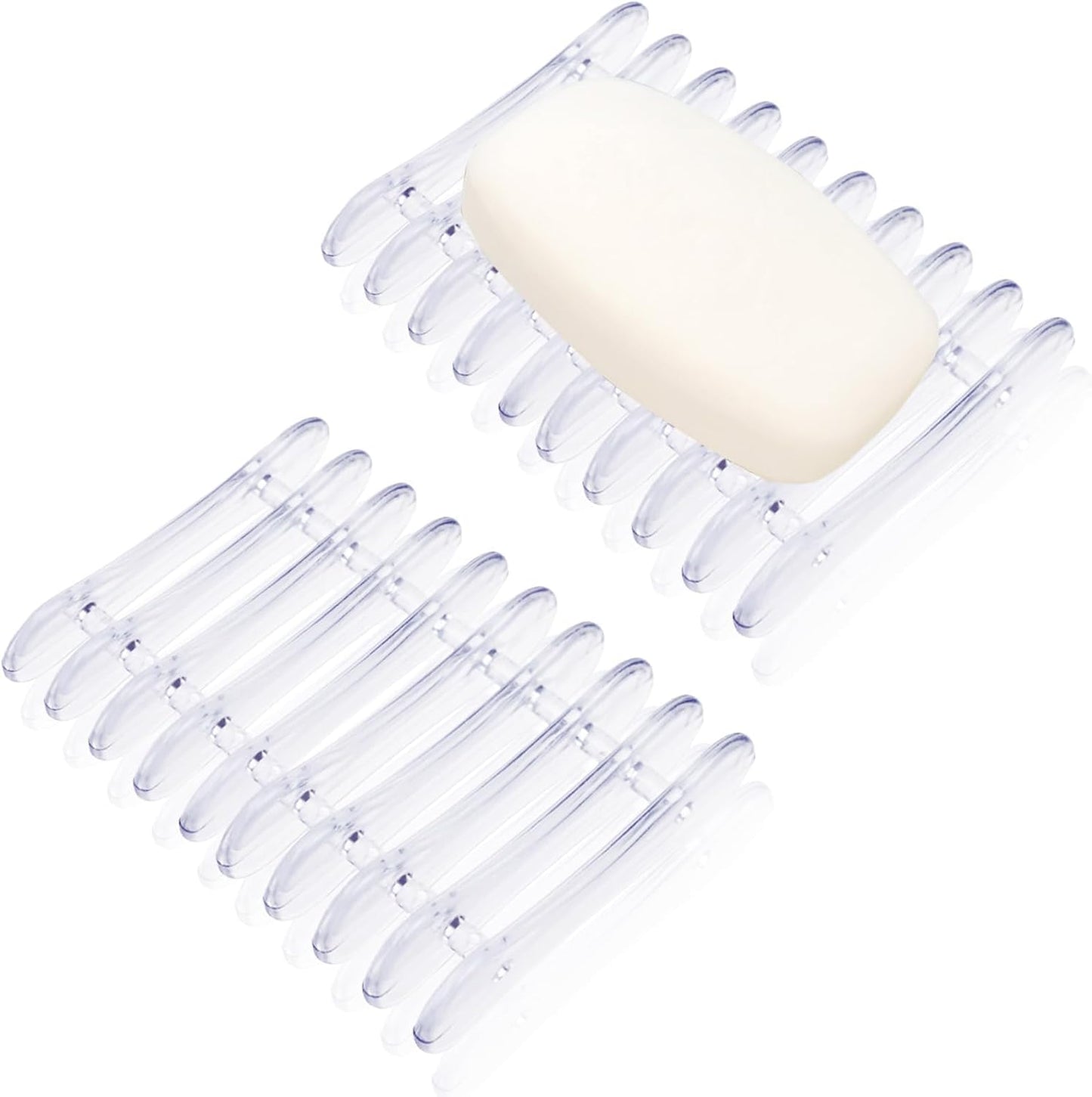 2 Pcs Plastic Bar Soap Holder Soap Tray Non-Slip Soap Saver Self Draining Soap Dish for Bar Soap Clear Soap Dryer for Shower Bathroom Kitchen Restaurant Counter