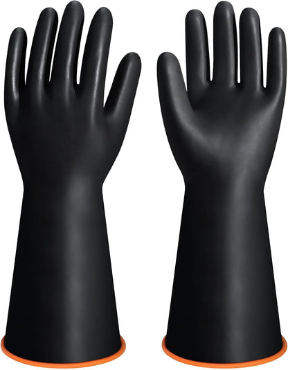 18" XL Size Latex Chemical Resistant Gloves, Reusable Heavy Duty Long Rubber Glove Dishwashing Gloves, Industrial Safety Glove for Men, Forearm Protection Waterproof Resist Strong Acid, Alkali, Oil'