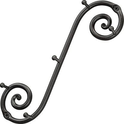 RTZEN Farmhouse Small Key Holder for Wall - Handcrafted Swirl Decorative 5 Key Hooks for Home Entryway - Wrought Iron Wall Mount Rack Purse Coat and Leash Holder or Organizer (Classic Black)