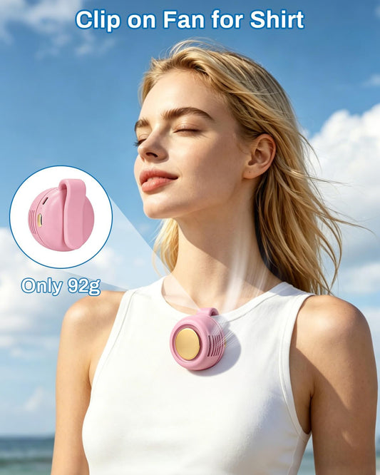 Portable Clip On Fan for Shirt,2Pcs Small Whirlwind Clip Fan Rechargeable,3 Speeds Hands-Free Personal Mini Bladeless Fan Clip On for Clothing Shirt Belt,360° Rotatable Whirlwind Clip Waist Neck Fan