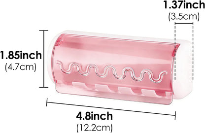 1 PCS Self Adhesive Toothbrush Holder with Cover for Bathroom, 5-Slot Wall Mounted Toothbrush Organizer Rack for Shower, Dorm, Cabinet
