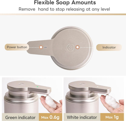 LAOPAO Automatic Soap Dispenser, Foaming Hand Soap Dispenser for Bathroom Kitchen ABS Rechargeable Touchless Hand Soap Pump 10oz, Xmas Gift, Light Silver Plastic
