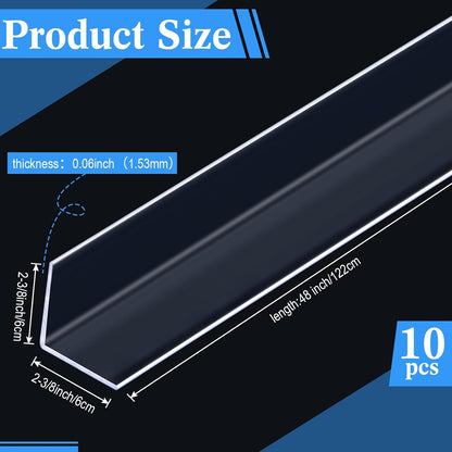 Sasylvia 10 Pcs Wall Corner Protector Guards, Vinyl 3/4 x 48 Inches Corner Trim Molding, Avoid Scratching Scuffs, Ease Install and Cleaning for Door Countertop Furniture Cabinet Protection, Clear