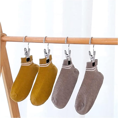 FuninCrea Laundry Hooks Clip, 5 Pcs Stainless Steel Anti-Slip Boot Laundry Hanger Clips Portable Heavy Duty Multi-Functional Single Hanging Clothes Clips for for Scarf, Gloves, Shoes, Socks (Blue)