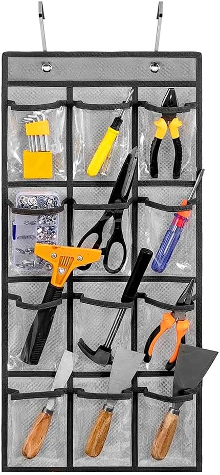 Classroom Pocket Chart For Cell Phones Calculators Over The Door Hanging Closet Underwear Sock Jewelry Organizer Holder 12 Clear Pockets (PURPLE)