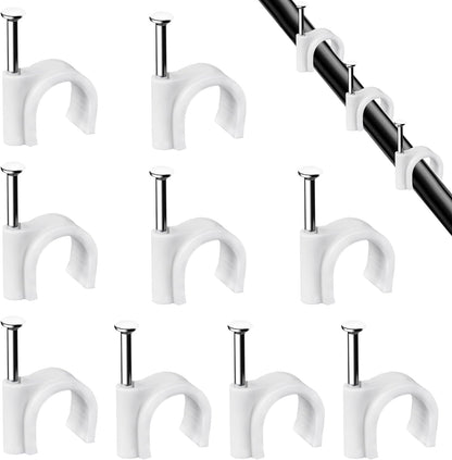 Abnii Cable Clips, 400 Pcs, 4mm 6mm 8mm 10mm, Wire Wall Clips with Steel Nails, Ethernet Cable Clips, Cable Tacks Coax Holder Clips, RG6 RG59 CAT6 RJ45 Cable Cord Clips, White…
